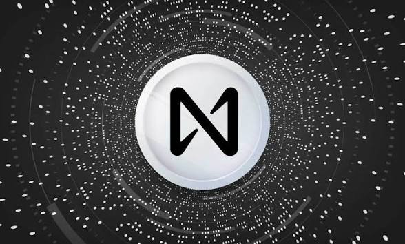 A digital logo featuring a stylized black 'M' or 'N' inside a white sphere, surrounded by concentric rings of glowing white particles against a dark background.