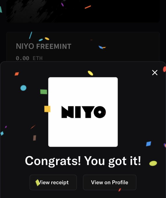 The image shows a post that has a message from someone named "NIO" congratulating another person for receiving their first NIO coin. The post includes a screenshot of the NIO coin, which is displayed as a square shape with the word "NIO" written in black letters on it. The post also mentions that the recipient received the coin via a payment method called Minted.