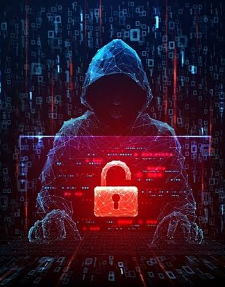 A hooded, faceless hacker figure rendered in digital wireframe sits behind a glowing red laptop displaying a padlock icon, set against a backdrop of falling binary code. The image visually reinforces the post's warning about a massive $86 million crypto theft, symbolizing the cybersecurity breach and urgent need to protect digital assets.