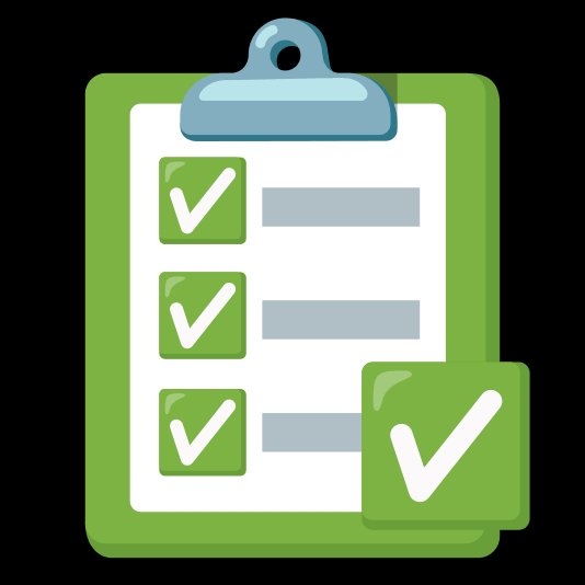 A digital illustration of a green clipboard with a checked task list and a prominent green checkmark box.