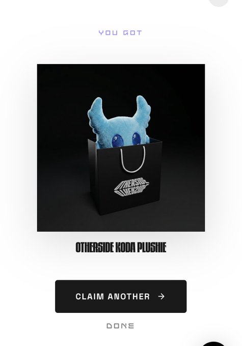 The image shows an advertisement for a toy, specifically a stuffed animal doll, placed inside a black shopping bag. The text "I know what I have" suggests that the viewer has already seen this item before or knows about its existence. The post also mentions a gold or trippy #BAYC and a claim button, indicating that the user can make a claim for an item they have already purchased or want to purchase.