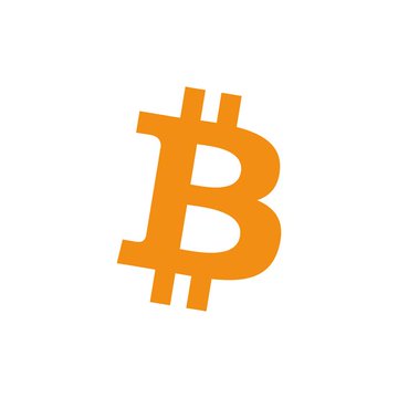 An orange Bitcoin (₿) cryptocurrency logo on a white background.