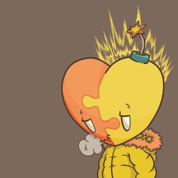 A stylized cartoon character with a bomb-shaped body, orange and yellow coloring, a star-topped fuse, and a fur-lined yellow puffy jacket, matching the "LT3s" NFT artwork referenced in the post about the undervalued project.