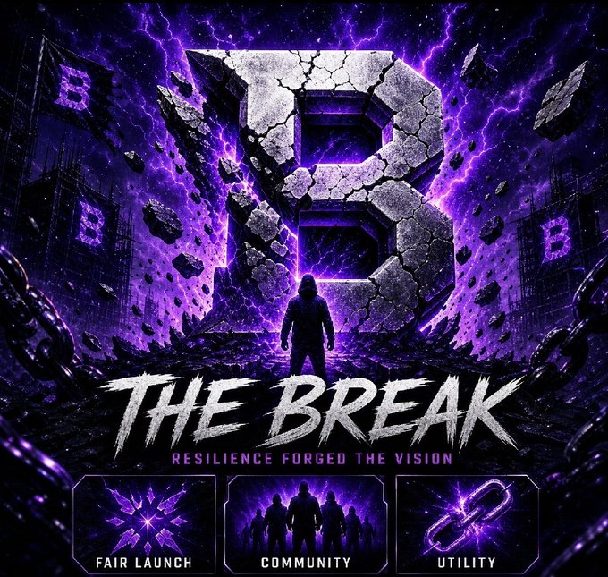 The image features a poster for "The Break" album by @SuiNetwork, which promotes resilience-forged vision as its theme. The poster includes various images of people and buildings, with the central focus being a person standing in front of a large rock formation that says "B". This design choice emphasizes the concept of breaking through barriers or challenges to achieve something greater. The post also mentions the importance of community support and utility for this project's success, highlighting how @SuiNetwork is working on creating an ecosystem with NFTs and real utility to ensure smooth value flow within the protocol.