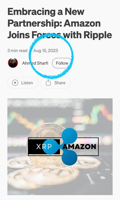 The image features a post about Ripple that includes an image of a coin with the text "XRP" written above it. The post also mentions that there's been weird trouble with Amazon, which could be related to the Ripple partnership or something else entirely. The post seems to be discussing the potential benefits and challenges associated with using Ripple for transactions on Amazon.