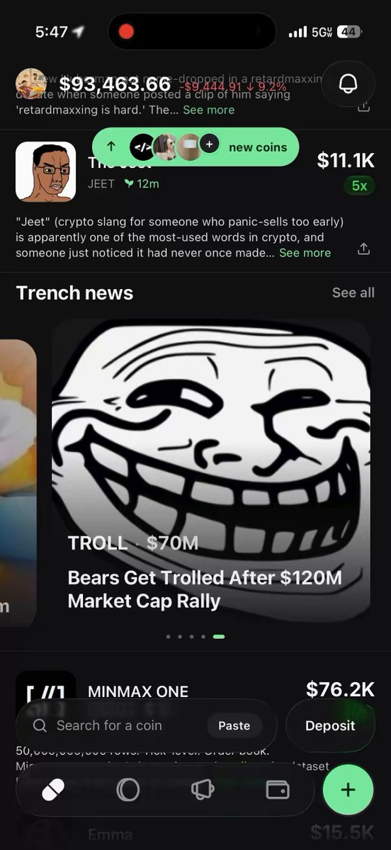 The image features an iPhone displaying a screenshot of a news app with several tabs open, including one named "Troll", which seems related to a video or meme featuring a smiling blackface. There are descriptions and other information about the news content, but there is no specific context or title for the displayed content in the image itself.