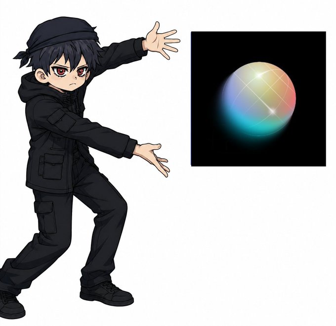 An anime character in all-black attire with a headband poses dramatically next to a colorful glowing orb on a black background. The image likely represents a prediction market platform on the Solana blockchain, with the orb symbolizing a crystal ball of foresight—a playful visual metaphor for betting on future events.