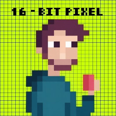A pixel art image displays a bearded man holding a red cup with the text "16 - BIT PIXEL" at the top, relating to the featured NFT project "16-bit" listed in the NFT mints schedule for October 4.