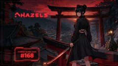 An NFT artwork titled 'MAZEL'S #160' depicting an anime-style character with a sword in a traditional Japanese setting with torii gates.