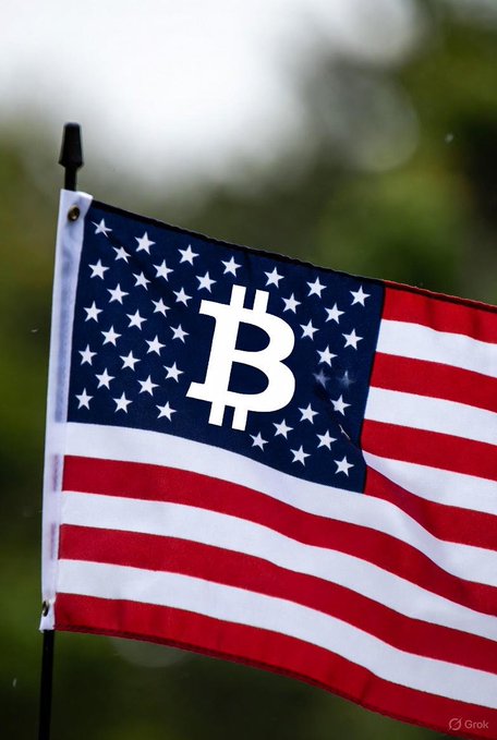An American flag with a Bitcoin logo overlaid on the star field waves against a green backdrop, symbolizing the intersection of U.S. economic data (PPI/CPI inflation indicators) and the cryptocurrency market. The image visually echoes the post's concern about persistent inflation threatening Bitcoin's outlook ahead of the CPI release.