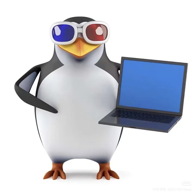 A 3D-rendered penguin wearing red-and-blue 3D glasses holds a blue-screen laptop, with "QRZ" visible in the bottom-right corner. The image contrasts the playful, novelty appearance of crypto culture with the post's warning about the psychological gamble between dreams of quick riches and devastating financial losses.