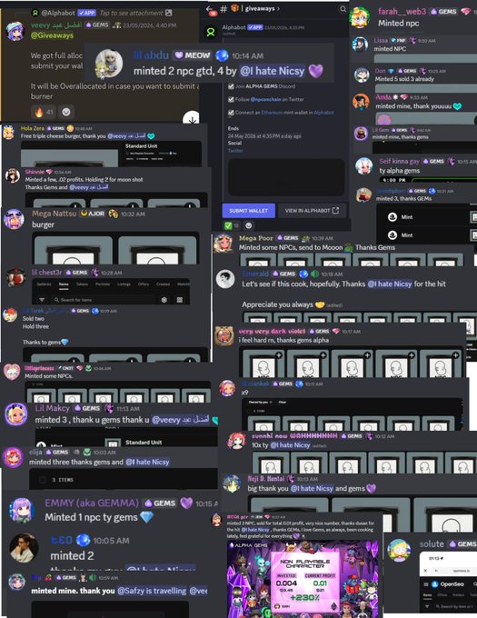 A collage of social media messages, including text and emojis, with a focus on the "Let's get this done" message from Nicky Nicky.