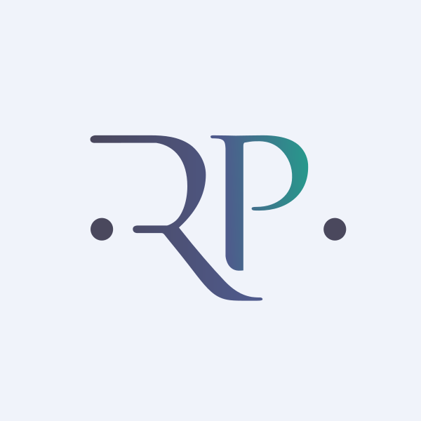 The image displays a stylized "RP" logo, likely representing Remixpoint, set against a light background with a gradient from purple to teal and flanked by two dots. The logo corresponds to Remixpoint, the Japanese company highlighted in the post for its recent decision to liquidate its altcoin holdings—including ETH, SOL, XRP, and DOGE—and go fully into Bitcoin.