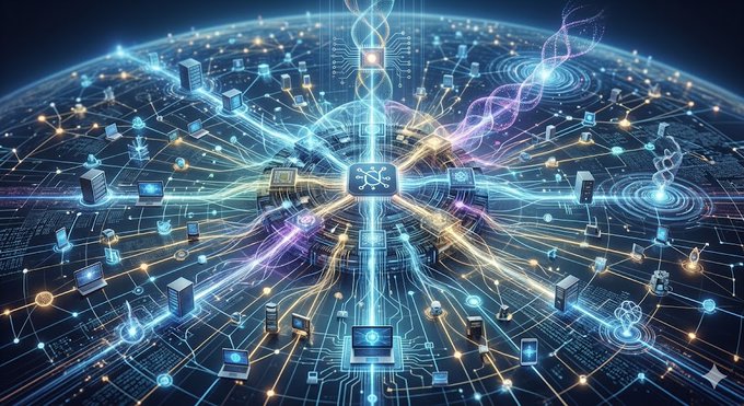 The image features a large, complex network of interconnected blue lines and dots that form an intricate pattern resembling a city skyline or a map of the world. The network appears to be composed of various elements such as buildings, roads, and other infrastructure components. The image is accompanied by a caption that reads "最近我在刻意降低参与项目的频率", which suggests the network's complexity or the density of its connections.