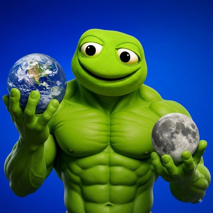 A 3D-rendered green muscular frog (the $GIGATOAD meme character) holds the Earth in one hand and the Moon in the other against a blue background, symbolizing the grand scale of the giveaway prize.