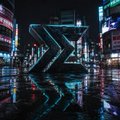 A neon-lit Sigma (Σ) symbol gleams over a rain-slicked, futuristic cityscape, embodying the post's message that "one real signal in the market" stands out with striking, singular clarity amid the chaotic urban glow.