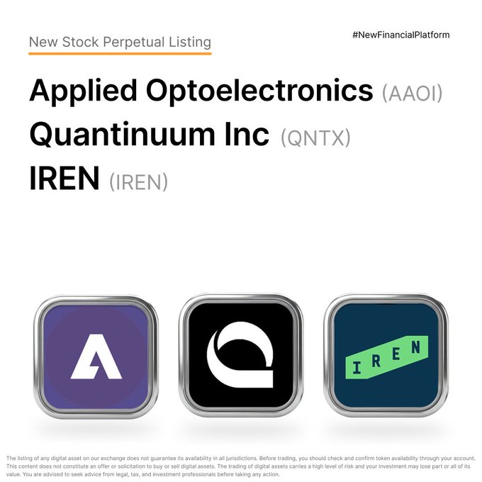 An advertisement for a new stock offering that uses a 3x3 grid of three logos, with each logo being accompanied by a text description explaining the stock. The advertisement mentions that bybit is a new financial platform where users can trade these stocks.