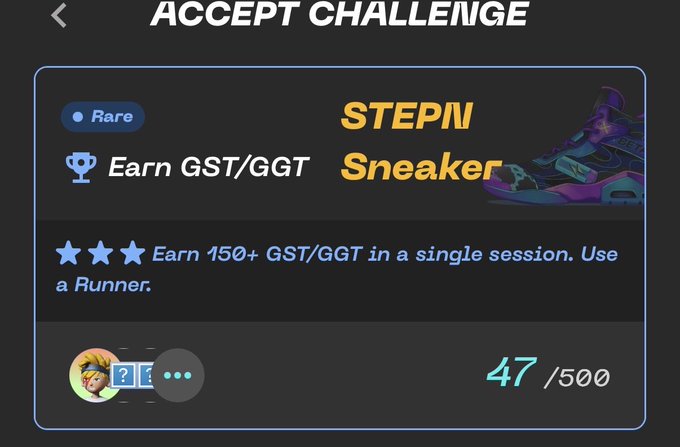The image shows a post about an online challenge or competition for runners. The post features a picture of a runner's shoe with the text "Stepini Sneaker" written on it, along with a rating system that awards stars based on performance. The post also includes a description of how to enter and win the challenge, as well as details about the prize money available.