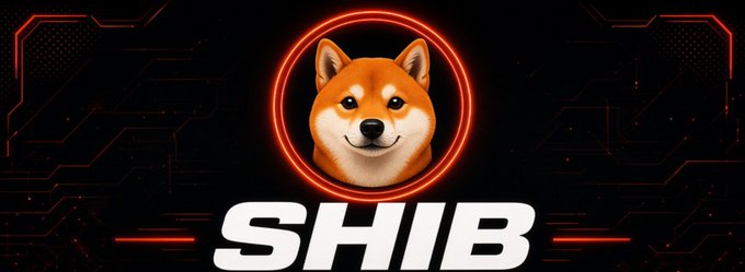 A Shiba Inu dog logo appears inside a glowing red circle above the large white word “SHIB,” set against a dark futuristic red-and-black background.