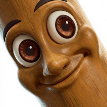!!!STICKER!!!, a cartoon character with brown skin and large eyes, is shown with a big smile against a white background.