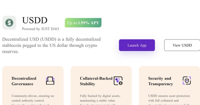 The image is a screenshot of a website, presumably for discussing or explaining the concept of Usdd, USDD, and its features such as its launch application, which can be accessed through a browser window at the bottom right side of the screen. The text on this page provides information about what the Usdd is, and it may also offer details like how to use its services, fees, and more. The website itself appears to have a design focused on making it easy to navigate and understand, with the key pieces of information clearly laid out for viewers.