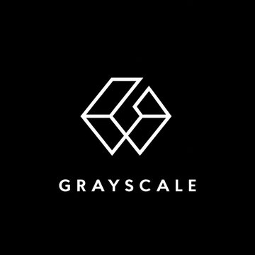 The image displays the Grayscale logo, featuring a geometric diamond-shaped icon in white outline on a black background with the "GRAYSCALE" wordmark below. It relates to the post as Grayscale has withdrawn its ETF filings for altcoins Cardano ($ADA), Hedera ($HBAR), and Polkadot ($DOT).