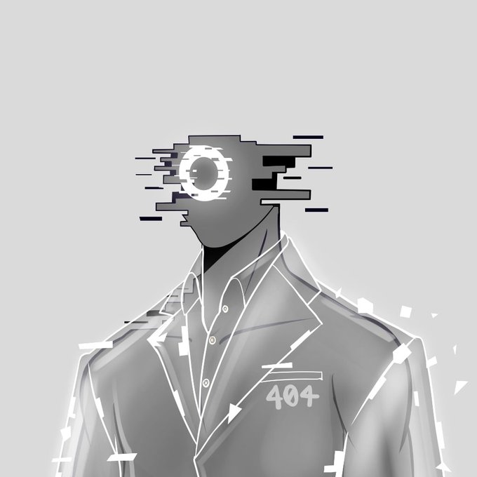 A glitched, monochromatic humanoid figure with a single pixelated eye and fragmented body features the number "404" on its lapel, evoking a "page not found" error and visually reinforcing the post's theme of people mysteriously disappearing without a trace.