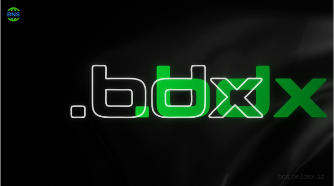 A logo for '.beldex' appears in white and green text against a black, silky fabric background, with a 'BNS' logo in the top left corner.