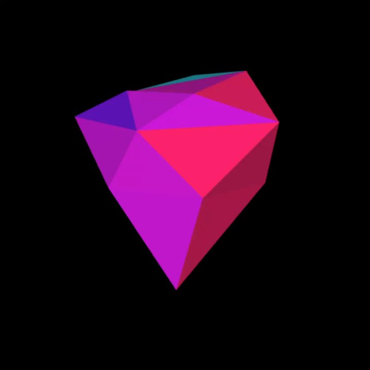 The image features a 3D rendering of a pink, purple, and green triangular object that appears to be a gemstone or crystal. The object is positioned centrally against a black background, making it stand out prominently. The caption below the image reads "First mythic Talisman has been bonded through Alchemy". This suggests that the gemstone might have some sort of mystical or magical properties, possibly related to alchemy or ancient traditions.