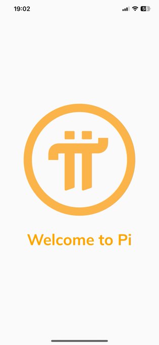 The Pi Network welcome screen displaying the Pi coin logo and the text 'Welcome to Pi' on a mobile device.