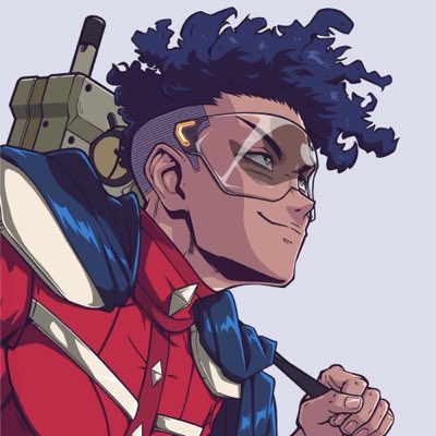 A close-up illustration shows a stylized character with curly dark blue hair, sporty goggles, and a red collared jacket, carrying some gear on their back. The image reflects the new MEMO character customization tool from @finalbosuX, capturing the bold, cyber-aesthetic vibe of the NFT project.
