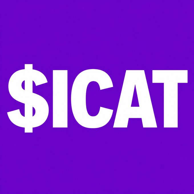 A simple graphic with bold white text reading '$ICAT' centered on a solid purple background.