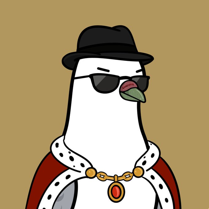 A cartoon illustration of a penguin wearing a black fedora, sunglasses, and a red royal cape with white ermine trim and a gold chain with a red gem.