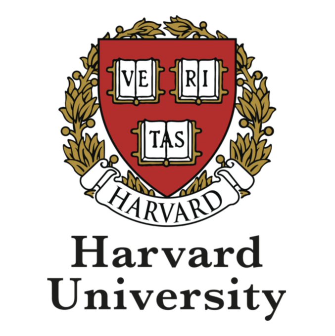 The image displays the official Harvard University shield logo, featuring the word "VERITAS" on three open books above a banner reading "HARVARD," with the institution's full name below. This emblem is being used alongside a viral claim that Harvard University purchased over $100 million in Bitcoin via an ETF—though such an announcement never actually occurred, making this image part of misleading crypto hype content.