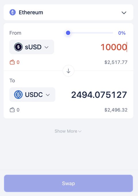 The image shows an Ethereum trading app with its interface displayed, featuring two different cryptocurrency values and a price change amount, likely indicating either a buy or sell order being processed for the user's preferred coin at that moment. The text at the bottom of the screen reads "SWAP", which could be related to this transaction process.