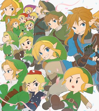 A collage of various artwork featuring Link from The Legend of Zelda series in different art styles and costumes, from his classic green tunic appearance to his Toon Link design. The "ZEL DIRECT!!!!" post suggests excitement for a Nintendo Direct announcement, likely teasing news or content related to The Legend of Zelda franchise.