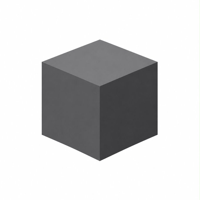 A simple 3D rendering of a dark gray cube against a white background.
