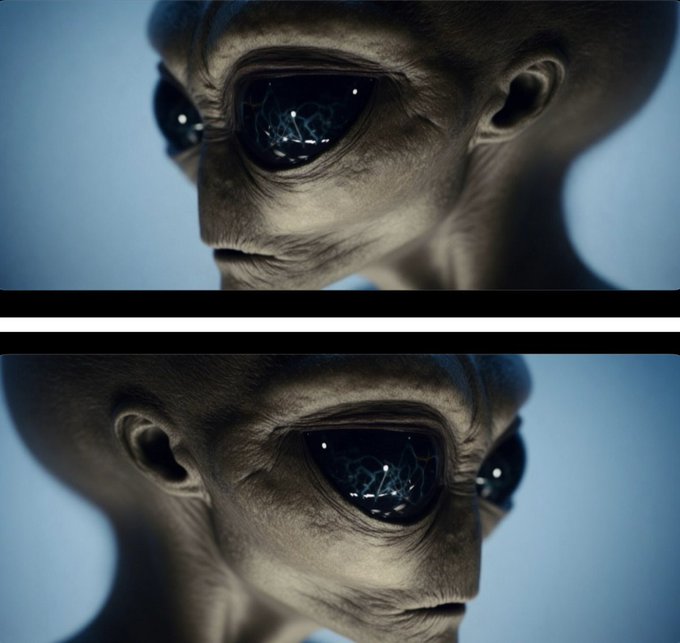 The image features a close-up of an alien head with two different angles, one being a side view and another from above. The alien's face appears to be made up of two eyes, giving it a unique appearance. The background of both images is blue, which helps draw attention to the alien head in focus.

The caption for this image reads: "FOUND THE NEXT 50-100X ... AND IM NOT ALONE solana:FpBhnZLzHjgPtc69vkimPtHCwN4xoeX3RUhDa3Bpump".