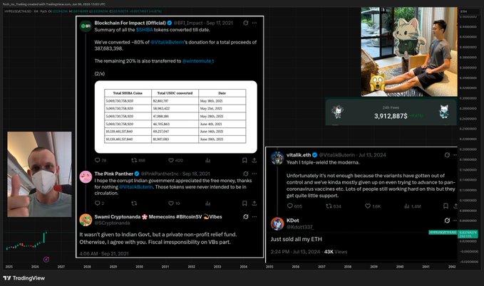 The image shows a computer screen with various posts, including one about cryptocurrency trading. The main post is titled "If you rotate your collateral into HYPE, you would be further from liquidation on this @ethereumJoseph AF would be defending your liquidation levels via buying & burning 7 figures worth of HYPETALIOTIC per day pristine collateral It's not too late to unburden your portfolio. You". The post is about the importance of cryptocurrency trading and how it can help protect one's portfolio from liquidation.