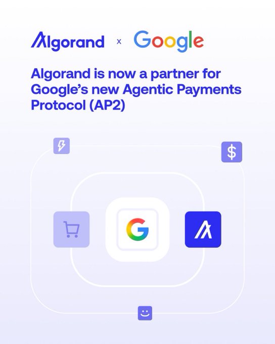 The image features a blue rectangle with white text, which states that Algorand has now become a partner for Google's new Agent Payments Protocol (AP2). The text also mentions web3 media being considered trash due to lack of research. This implies that there is an opportunity for those interested in learning more about web3 and its potential applications or implications on the economy. However, it seems that people might be wasting their time researching this topic if they don't have a genuine interest in understanding how web3 can shape the future of payments and transactions. The overall tone of the post appears to be informative but somewhat discouraging for those who aren't truly interested in exploring the world of web3.