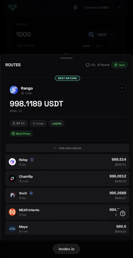 The image shows a phone screen displaying various routes and their corresponding amounts of money. There are several options available for transferring funds between different accounts or even from one account to another. The screen also provides information about the best route based on the current exchange rate, which is crucial when making financial transactions in foreign countries. The post suggests that users should focus on the best route by considering factors such as exchange rates and fees.