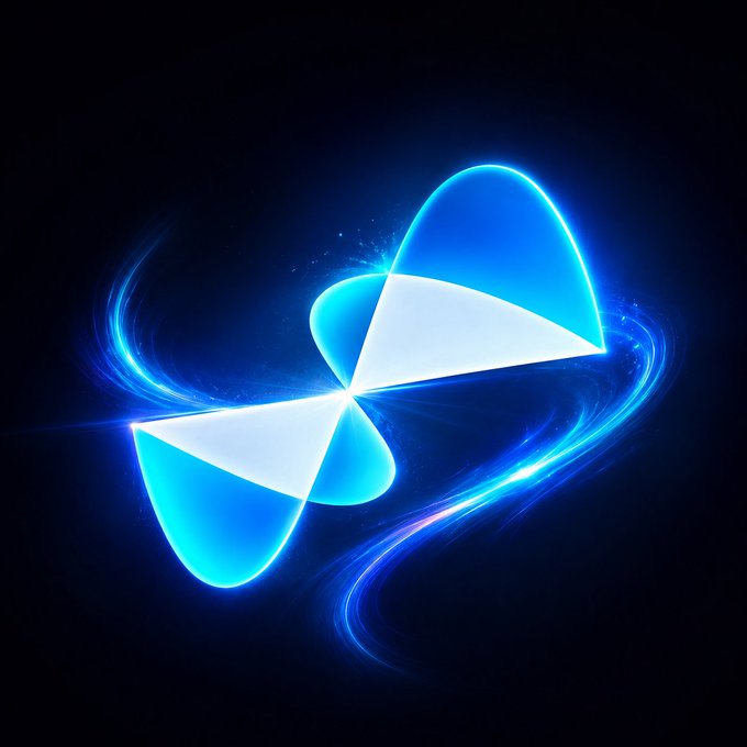 The image features a striking blue neon design with two white triangles arranged diagonally across each other against a black background. The design appears to be floating or hovering in space, creating an intriguing visual effect that captures attention. The caption below the image reads "One thing I've noticed about @quipnetwork is how quietly they keep making progress. No constant hype. No endless promises. Just steady building. Every time I check in, there'S something new happening, whether it'S community growth, ecosystem development or progress toward".