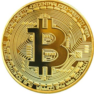 A gold Bitcoin commemorative coin displays the iconic "₿" symbol over a circuit board design, with inscriptions reading "BITCOIN DIGITAL DECENTRALIZED PEER TO PEER," "999 FINE COPPER," and "VIRES IN NUMERIS," visually reinforcing the post's emphasis on Bitcoin's decentralized, scarce, and institutional-friendly nature highlighted by ARK Invest.