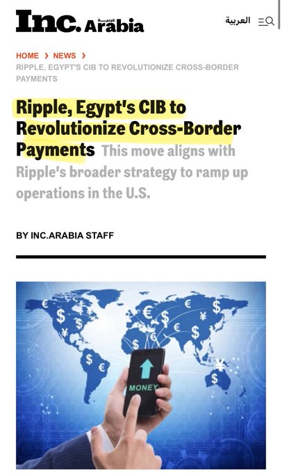The image shows a person holding up their phone, which has an app or document displayed on its screen. The text on the screen reads "Ripple + XRP Egypt Documented." This suggests that there might be some information about Ripple currency or related payments in the image.