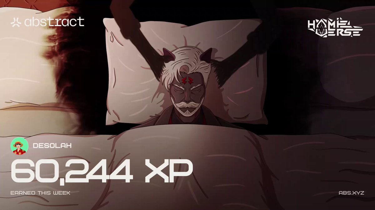 The image features a cartoon character with white hair, wearing a robe and holding a pillow over their head. The character appears to be in bed or lying down. In front of the character, there's text that reads "I finally got a new ATH on @AbstractChain Things I did this week: Got 150k stamps on @TollanUniverse Won @hamieverse NFT from @marcellovtv Earned 38 shards on @spellborne Reached 3M gas in @MoodyMights". The image also includes a watermark that reads "focus on what is in the image and how it relates to the post".