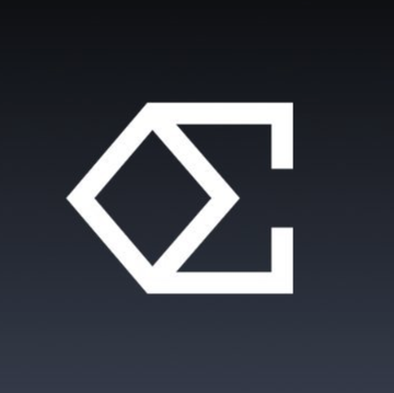 The image shows the Ethena logo—a stylized white "E" formed by geometric shapes on a dark navy background—serving as the brand mark for the DeFi protocol highlighted in the post about its $1B+ in total fees and $4.25B current TVL.