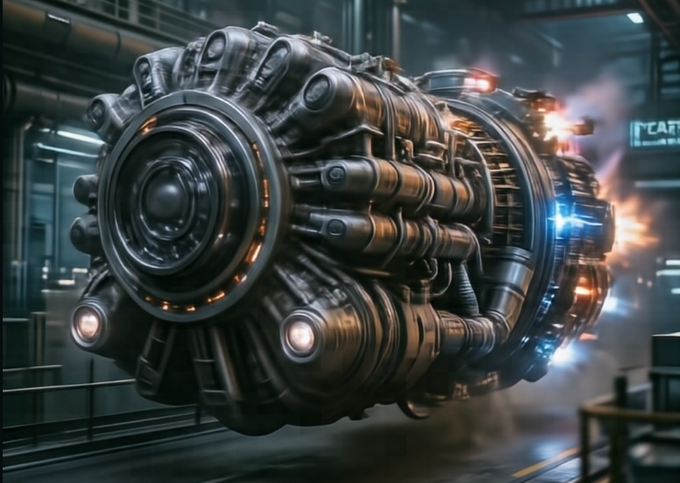 The image features a large, metallic machine with multiple pipes and gears that are connected together. The machine appears to be a complex piece of machinery or equipment, possibly used in an industrial setting. The background shows a factory environment with various machines and equipment scattered around. The caption above the image reads "speed gets attention. reliability earns trust. trust builds economies. @aeredium is optimizing for the long game." This statement emphasizes the importance of speed and reliability in the context of the machinery, which could be crucial to the success and efficiency of a business or industrial project.