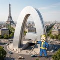 A stylized illustration of the Eiffel Tower and Paris skyline alongside a cartoon character in a blue outfit, visually representing the Arc ecosystem as a bustling hub featuring 40+ dApps across bridges, launchpads, and DeFi platforms like Across Protocol, Stargate Finance, and Lifiprotocol.