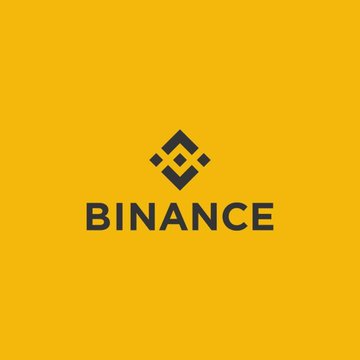 Binance logo on a yellow background featuring the diamond-shaped emblem above the 'BINANCE' text.