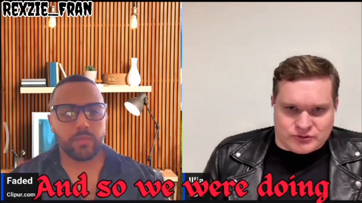 The image shows two men sitting across from each other at a desk with a computer screen between them. The man on the left has glasses and appears to be wearing a black shirt, while the man on the right wears a leather jacket and has short hair. They are both looking directly at the camera, engaged in conversation or discussion.

The background of the image features a wooden wall with several books placed against it, suggesting that they might be discussing a topic related to technology or research. The text "Scalability is the engine that drives true technological breakthroughs" and "$NEAR is building exactly for this future," implies that their conversation could be about AI and its impact on society.